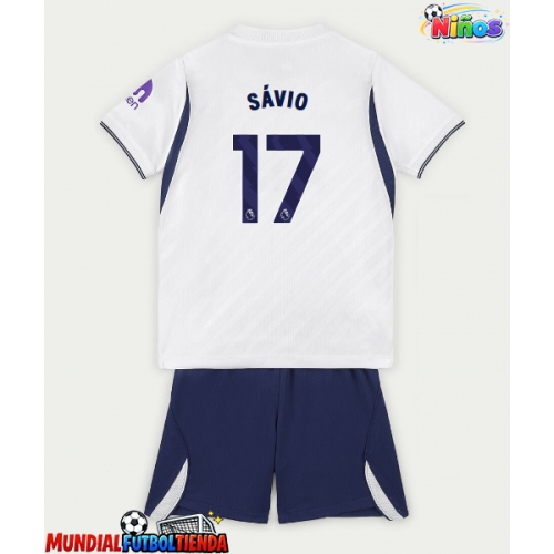 Camiseta Tottenham Hotspur Savio #17 Primera Equipación Replica 2026-27 para niños mangas cortas (+ Pantalones cortos)